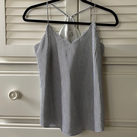 NWT J. Crew Factory Striped Scalloped Cami Top, size 00 - Picture 2 of 5